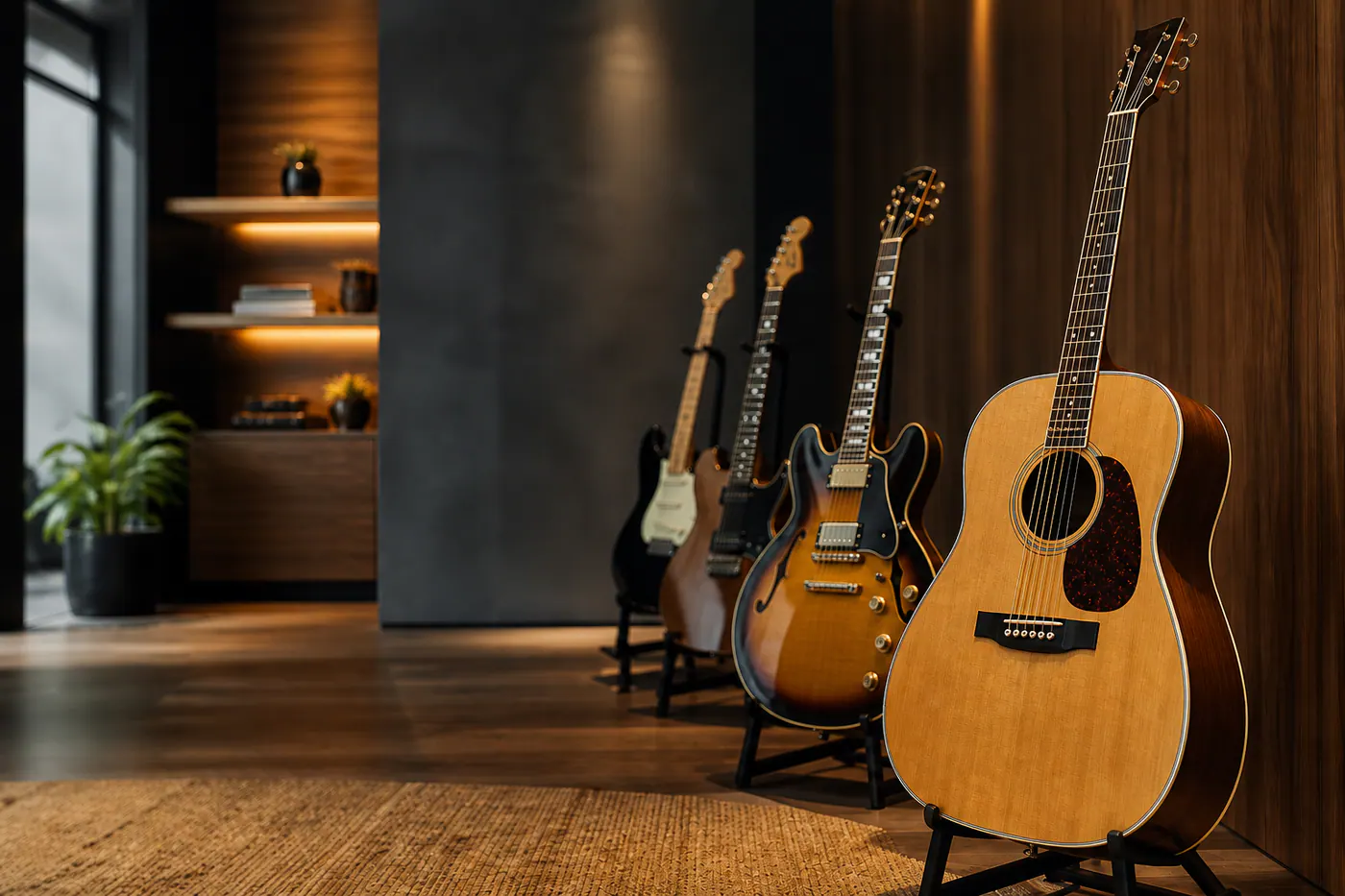 Premium gitar showroomunda seçkin gitarlar